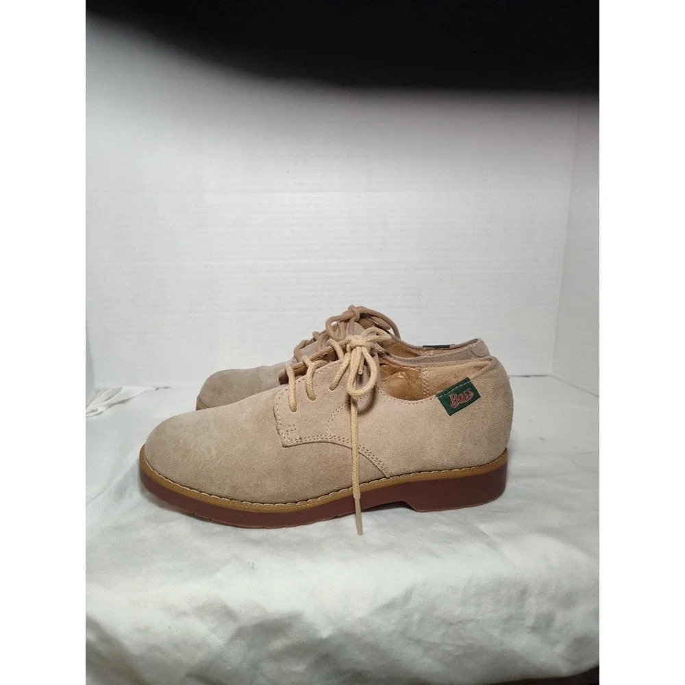 Youth BASS Shoes Tie Shoe Size: 3M Boy Suede Tan Oxford‎ Elliott